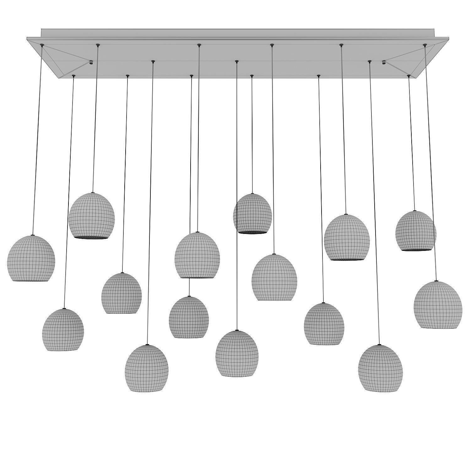 Lazio 15-Light Linear Multi-Drop Pendant Currey Company 3D model_6