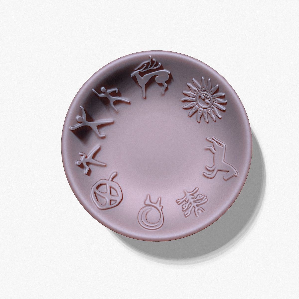 plate shape with petroglyphs diameter 104mm for casting 3D print model_5