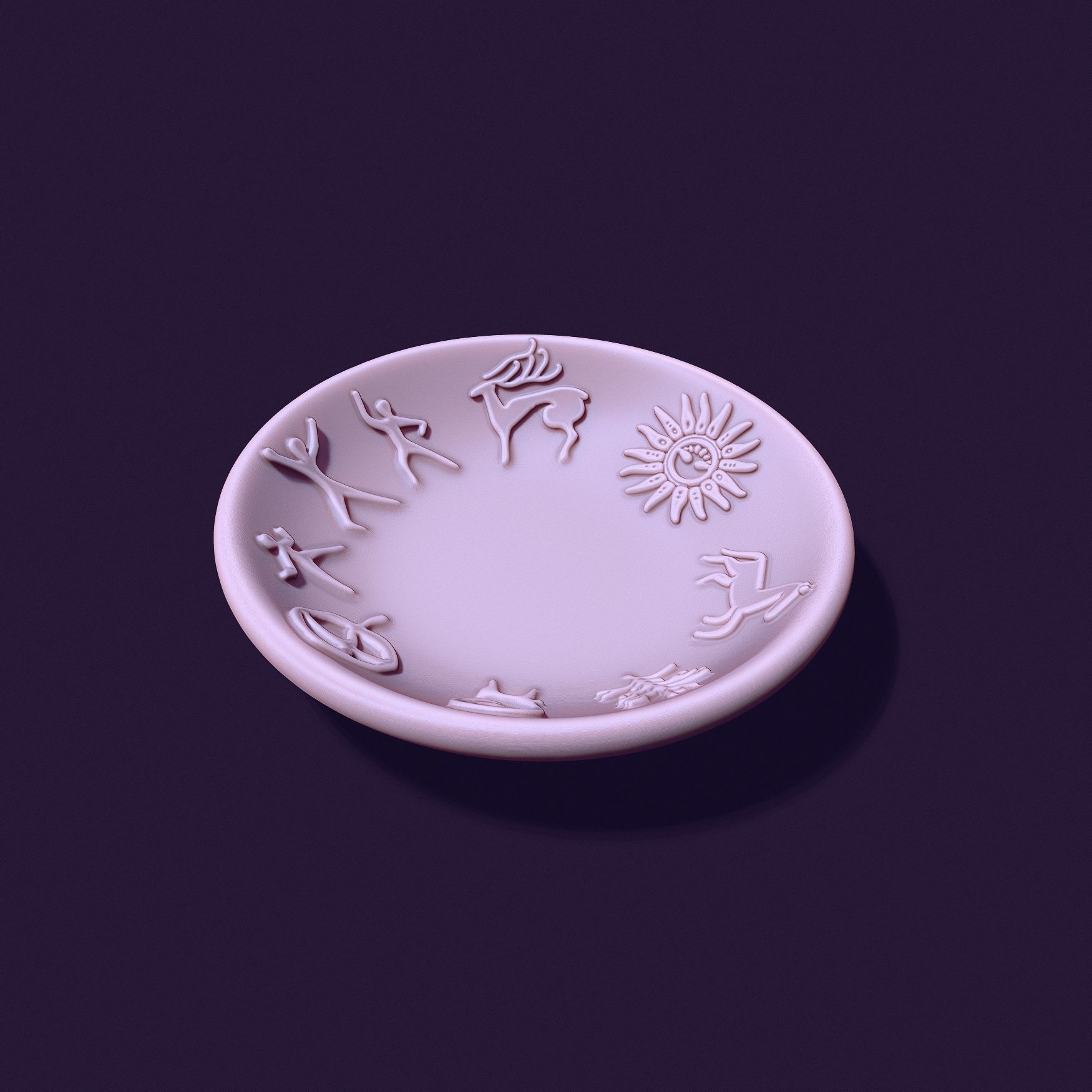 plate shape with petroglyphs diameter 104mm for casting 3D print model_11