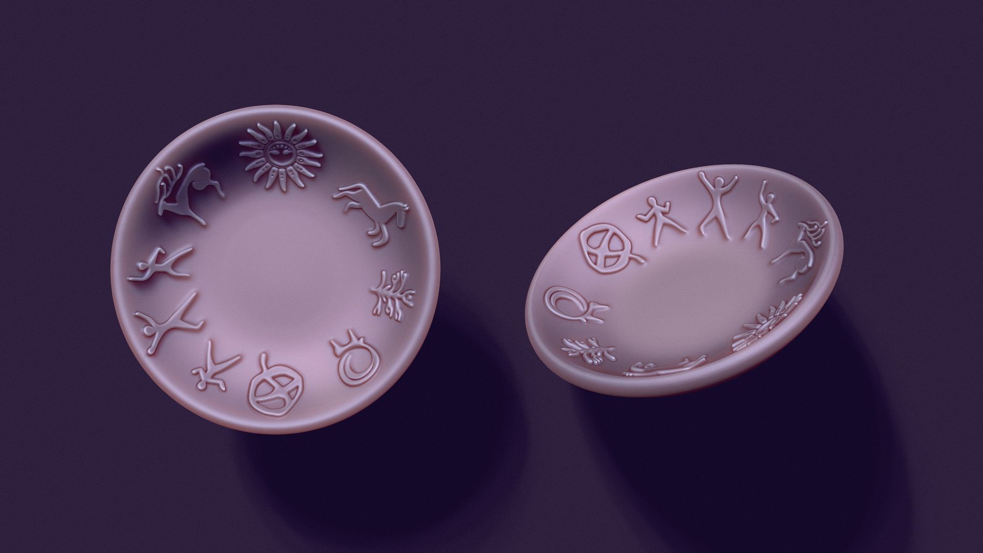 plate shape with petroglyphs diameter 104mm for casting 3D print model_12