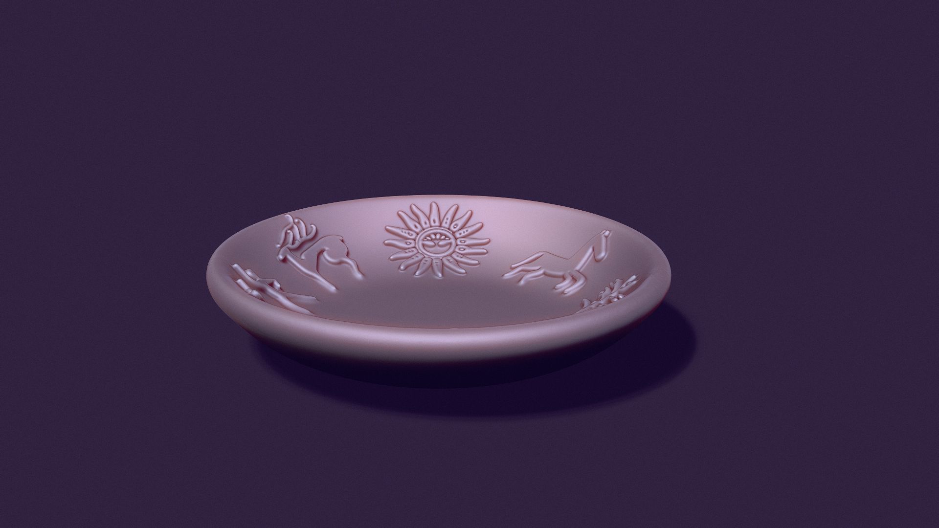 plate shape with petroglyphs diameter 104mm for casting 3D print model_4