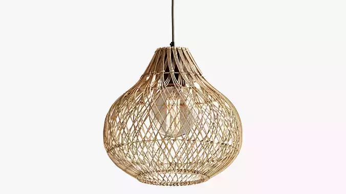 Handmade Design lamp gevlochten Rotan Naturel 3D model
