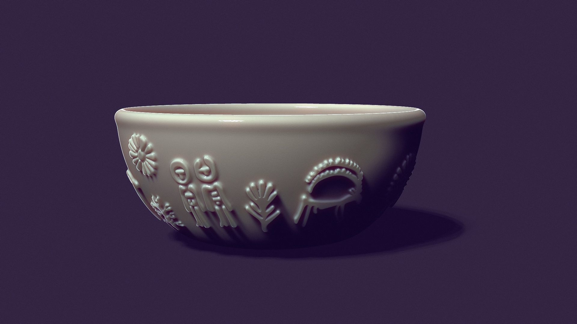 deep plate with petroglyphs for gypsum casting diameter 150mm 3D print model_2