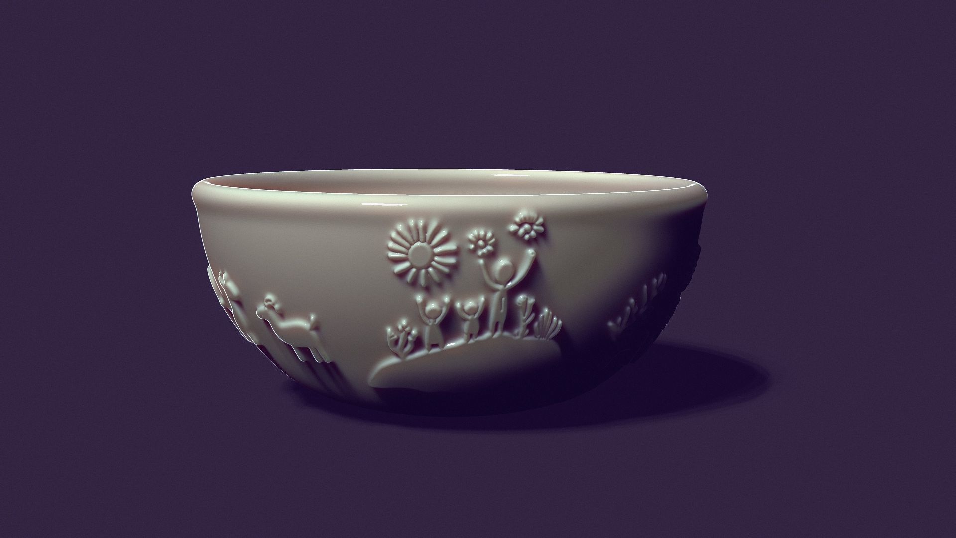 deep plate with petroglyphs for gypsum casting diameter 150mm 3D print model_1