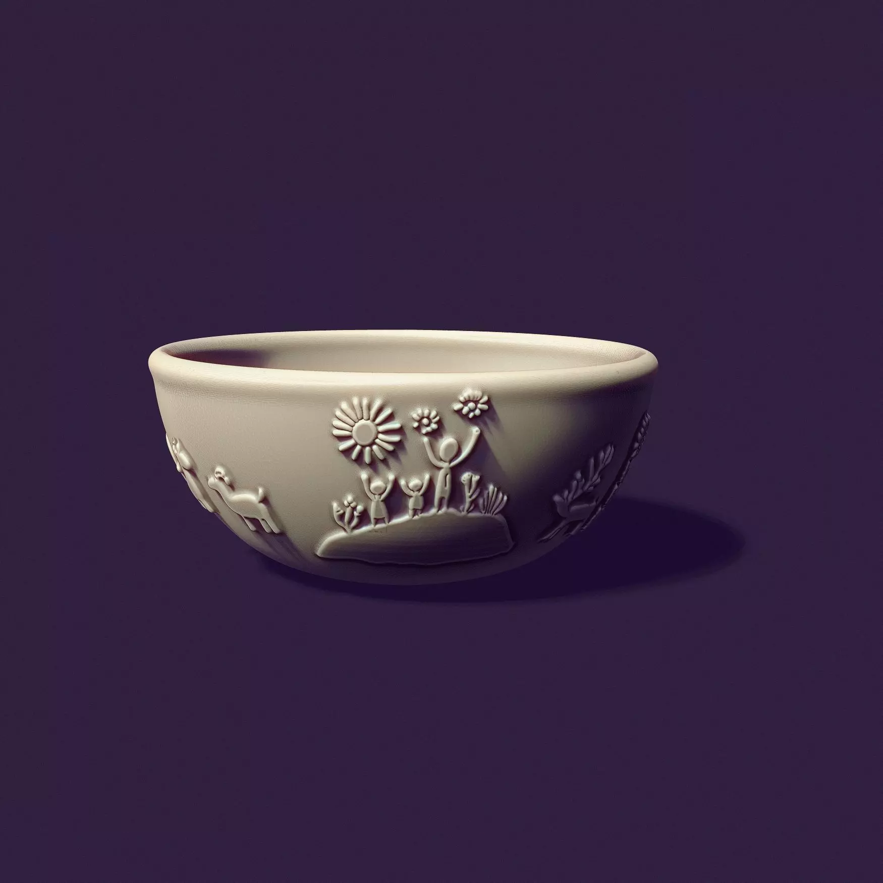 deep plate with petroglyphs for gypsum casting diameter 150mm 3D print model_0