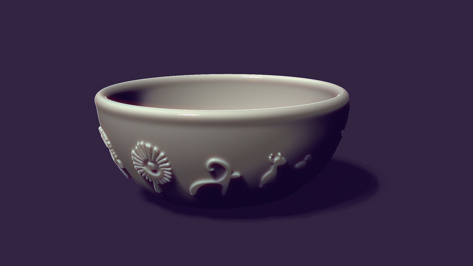 deep plate with petroglyphs for gypsum casting diameter 150mm 3D print model_13