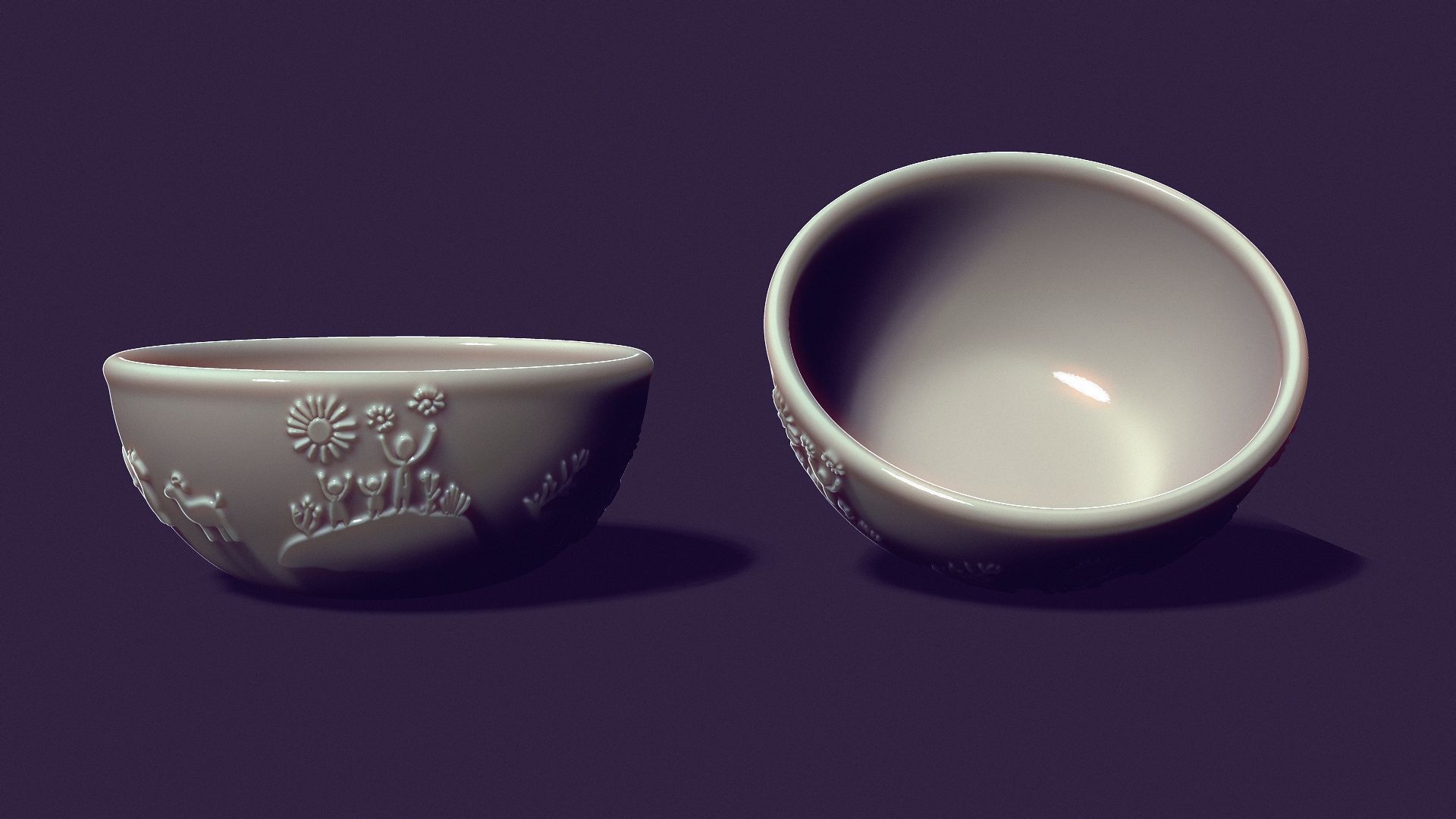 deep plate with petroglyphs for gypsum casting diameter 150mm 3D print model_4