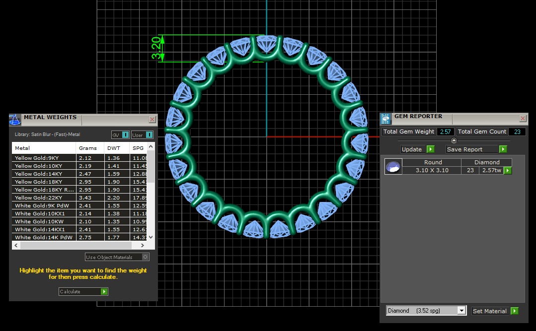 U Shaped Eternity Ring 3 point 1 mm stone size swiss 15 and EU55 3D print model_3