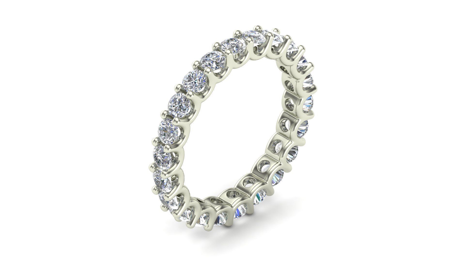 U Shaped Eternity Ring 3 point 1 mm stone size swiss 15 and EU55 3D print model_1