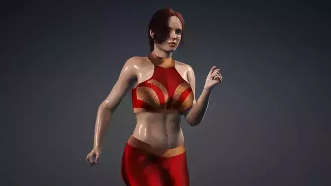 Sexy athlete Tina with workout dance animation 3D model