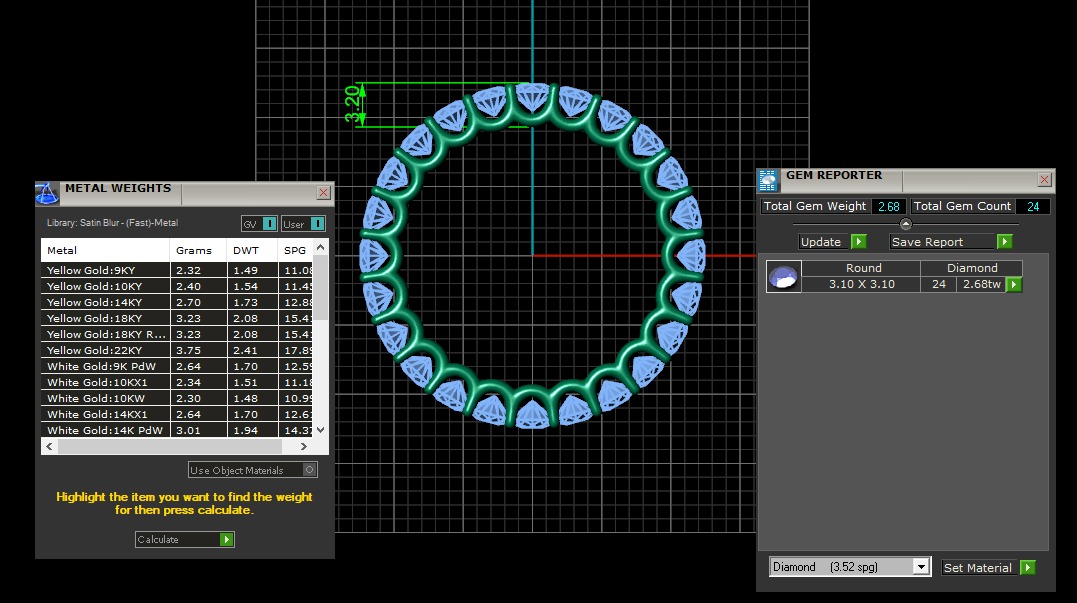 U Shaped Eternity Ring 3 point 1 mm stone size swiss 18 and EU58 3D print model_3