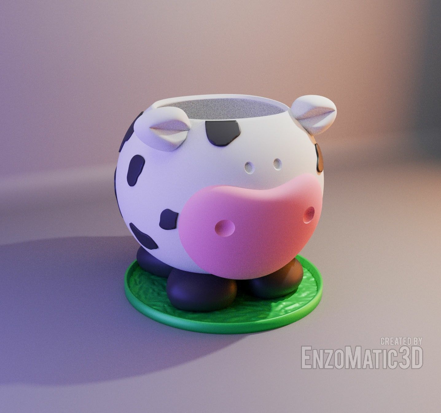 flower pot cow planter pencil holder STL 3MF 3D print model_1