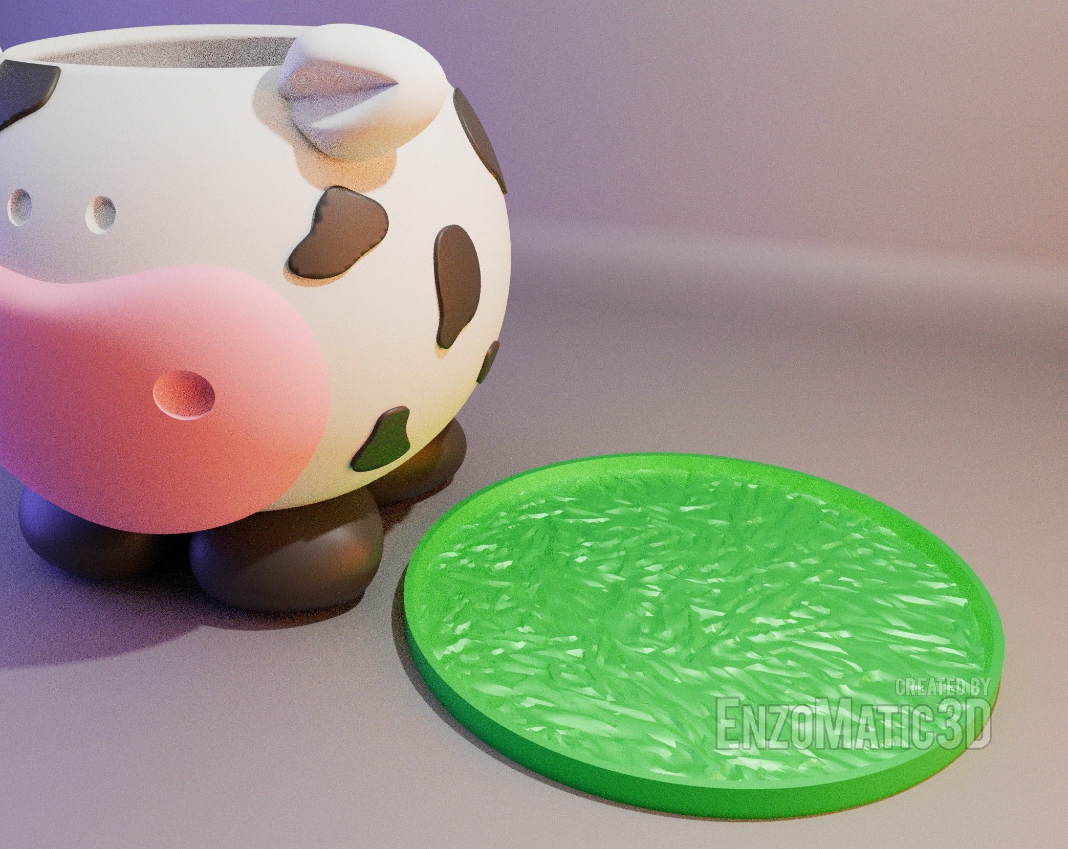 flower pot cow planter pencil holder STL 3MF 3D print model_2