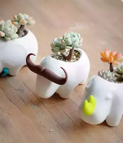 Flower pot Rhinoceros elephant buffalo pencil holder STL