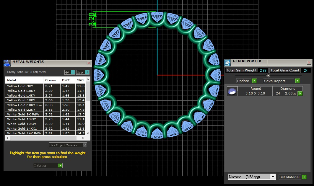 U Shaped Eternity Ring 3 point 1 mm stone size swiss 19 and EU59 3D print model_3