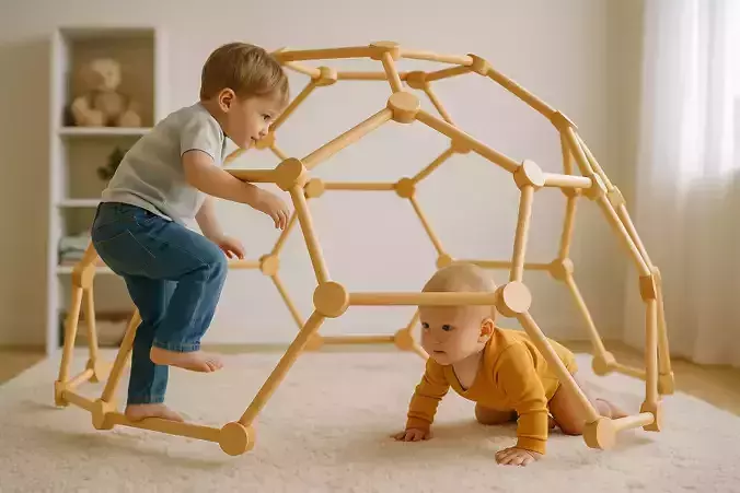 DIY Wooden Geodesic Dome Climbing Structure and  Kids Play Gym