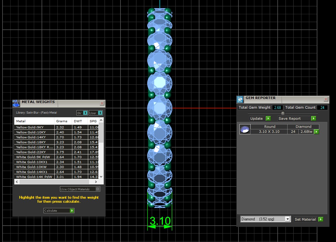 U Shaped Eternity Ring 3 point 1 mm stone size swiss 20 and EU60 3D print model_4