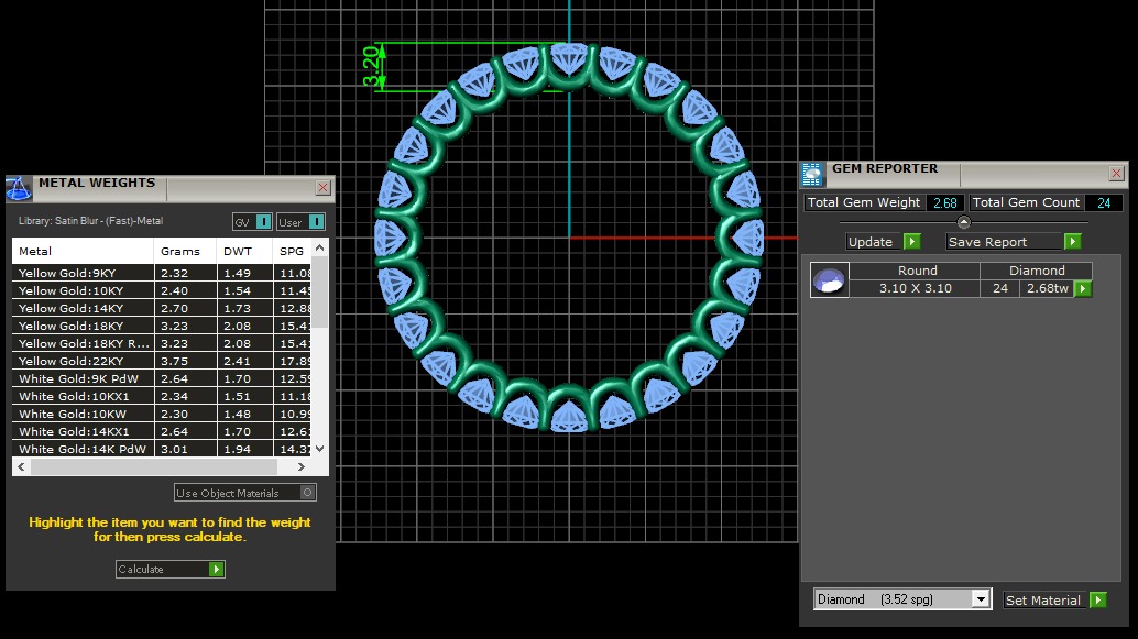 U Shaped Eternity Ring 3 point 1 mm stone size swiss 20 and EU60 3D print model_3