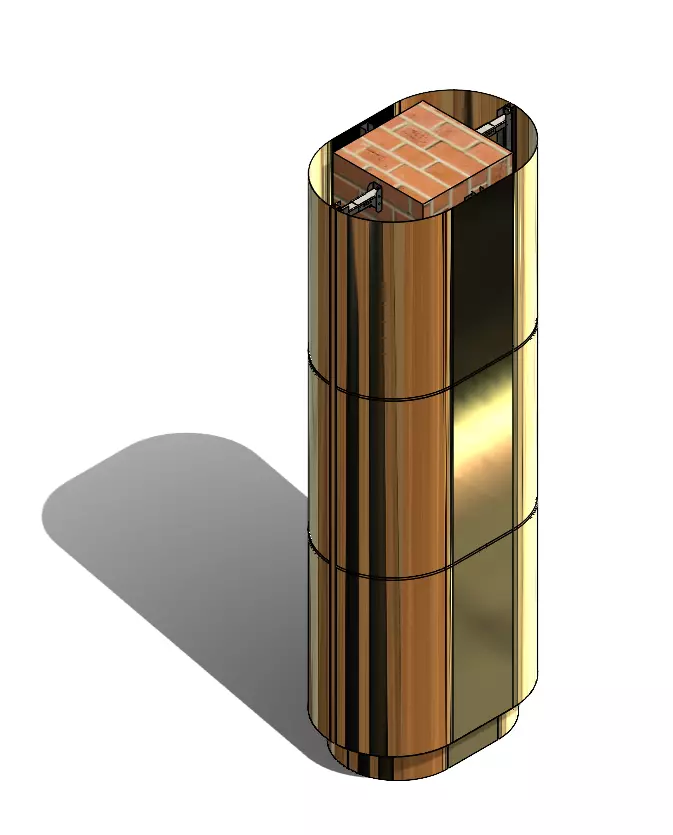 Stainless steel column framing 3D model_0