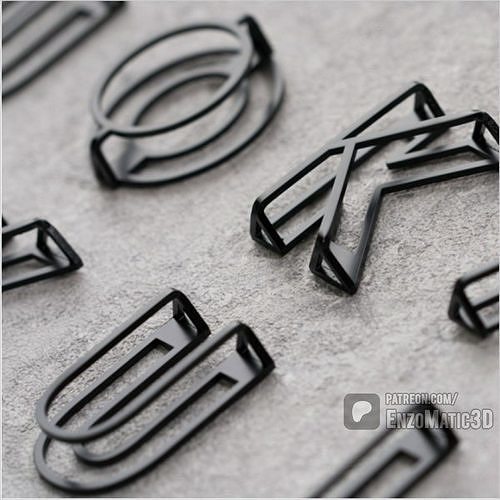 letters alphabet wired 3D 3D print model