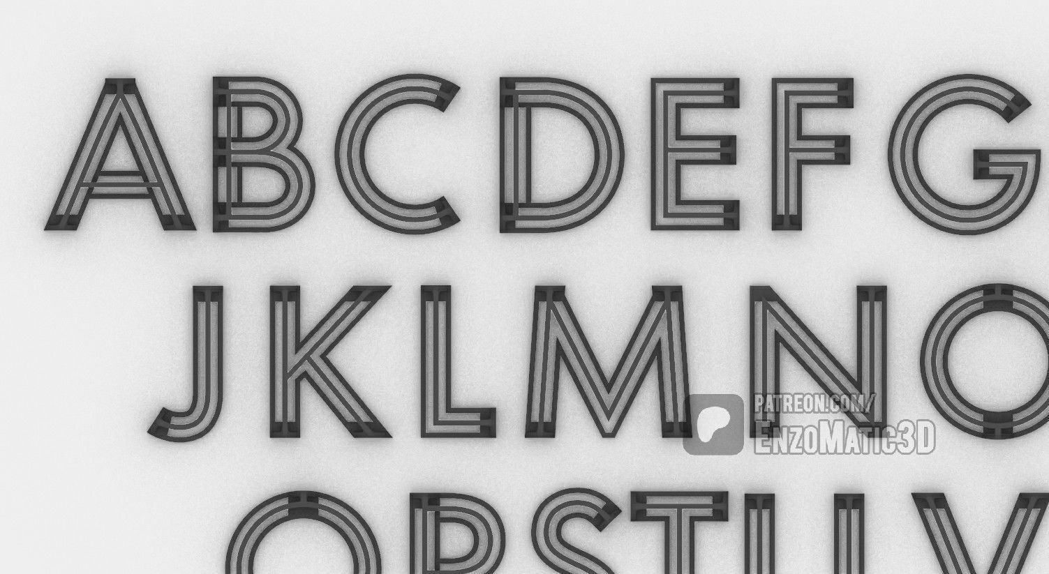 letters alphabet wired 3D 3D print model_5