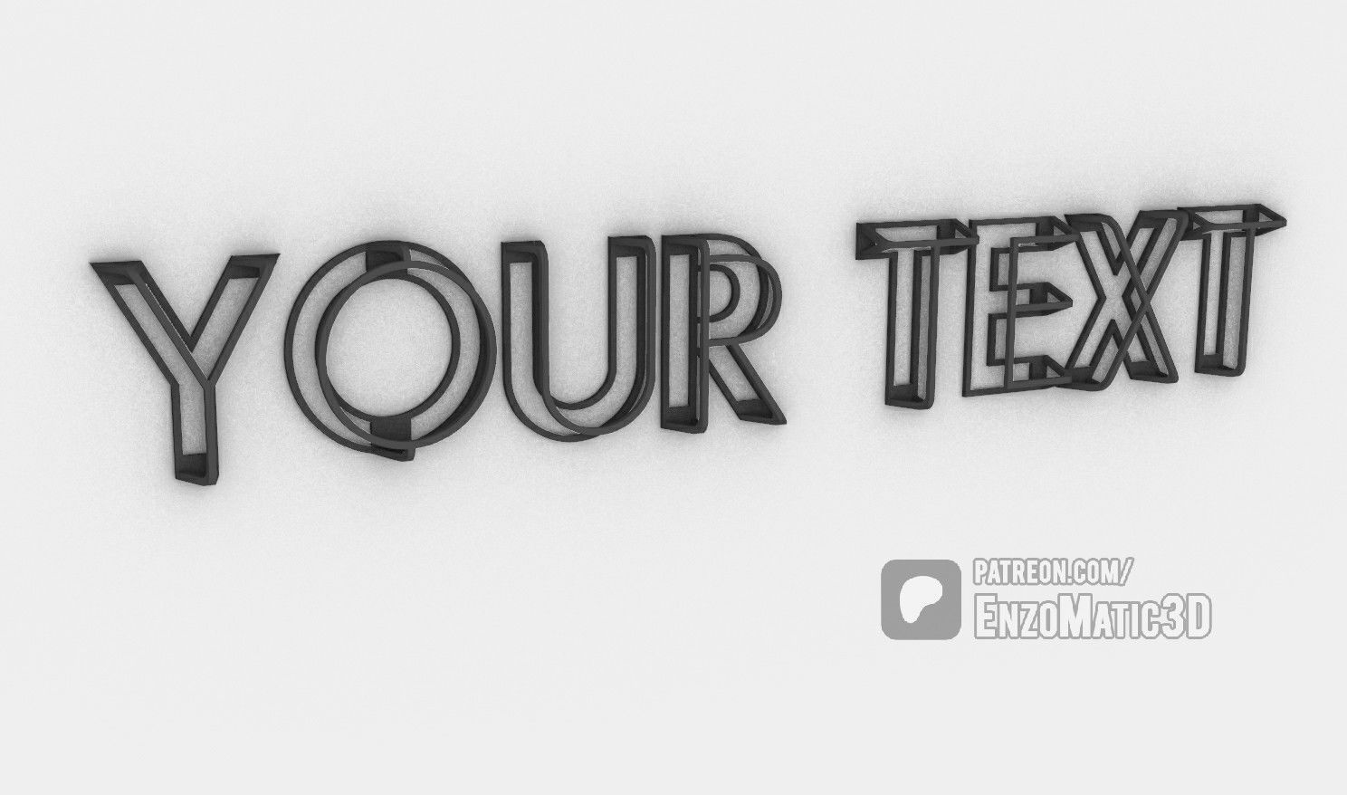 letters alphabet wired 3D 3D print model_4