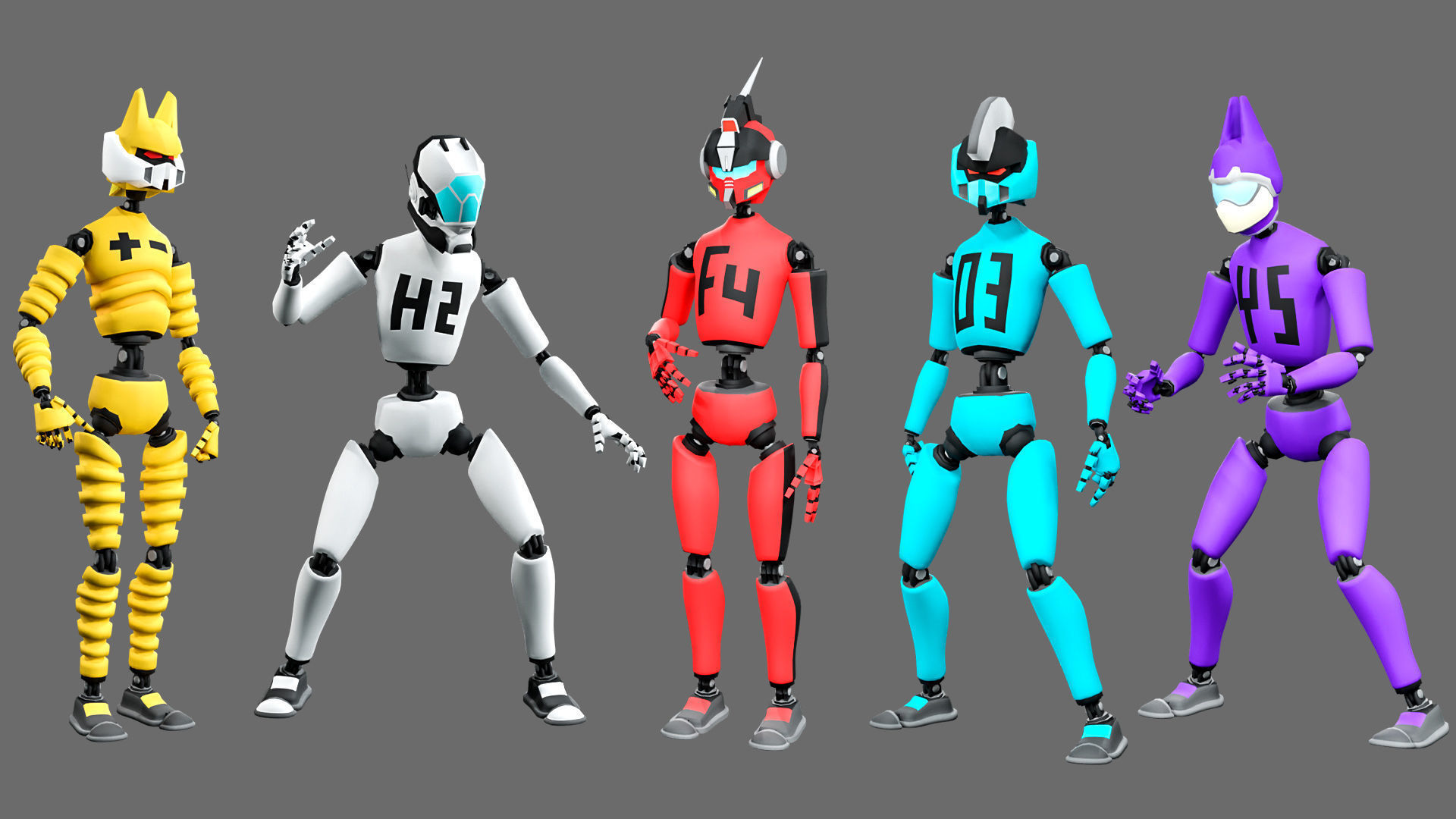 10 unique robots Low-poly 3D model_14