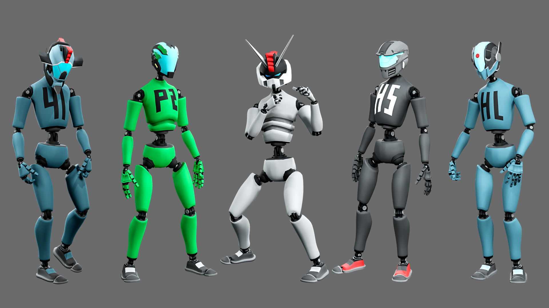 10 unique robots Low-poly 3D model_15