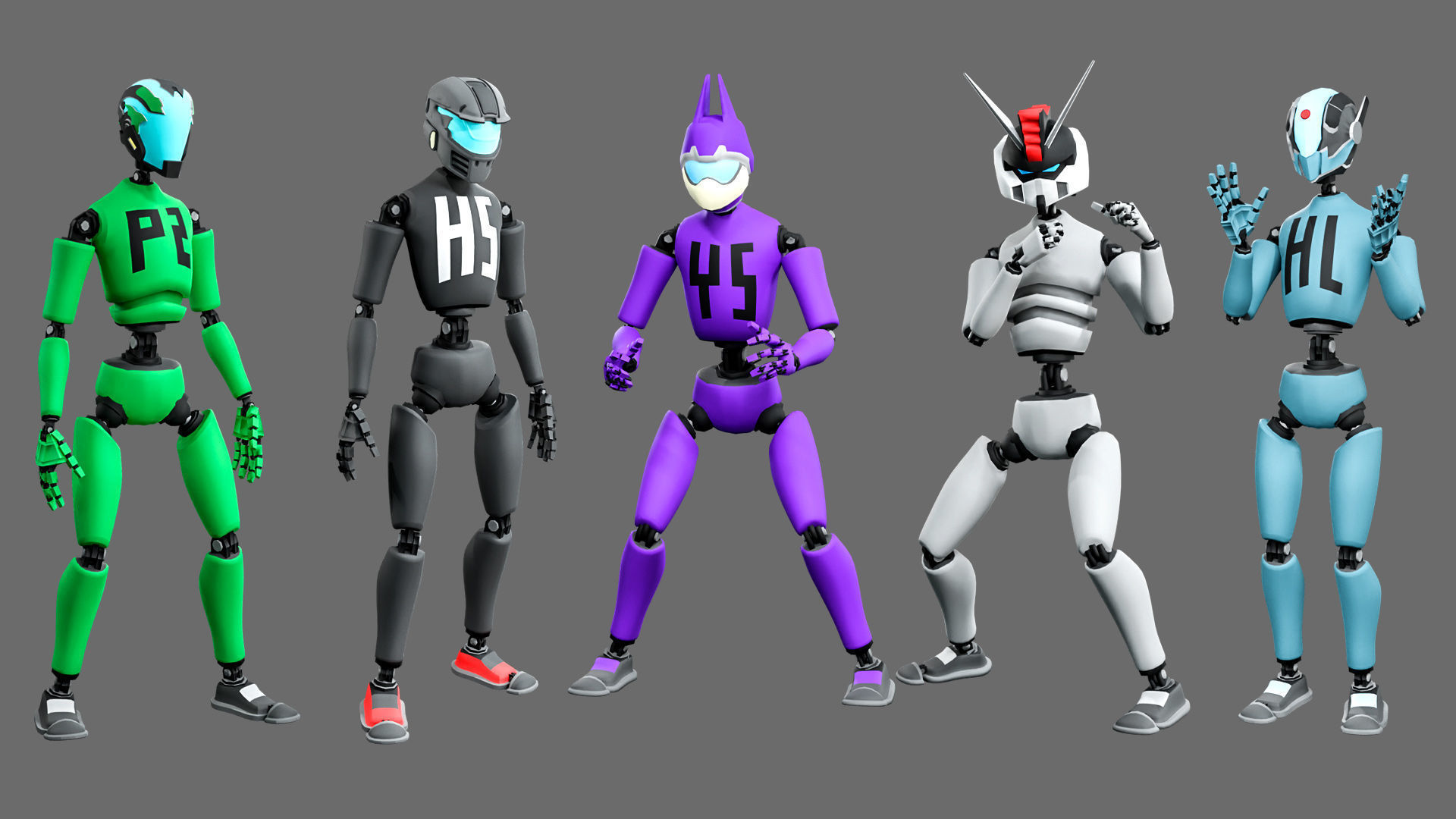 10 unique robots Low-poly 3D model_3