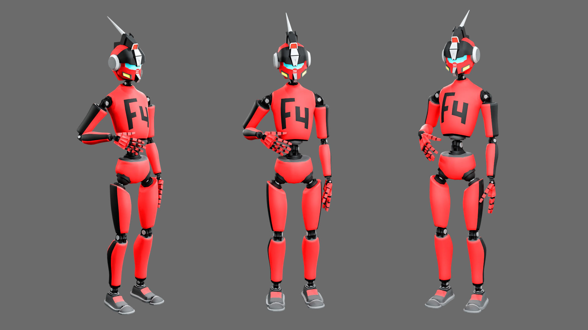 10 unique robots Low-poly 3D model_5