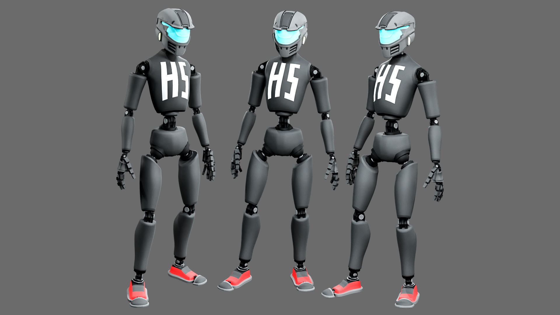 10 unique robots Low-poly 3D model_13