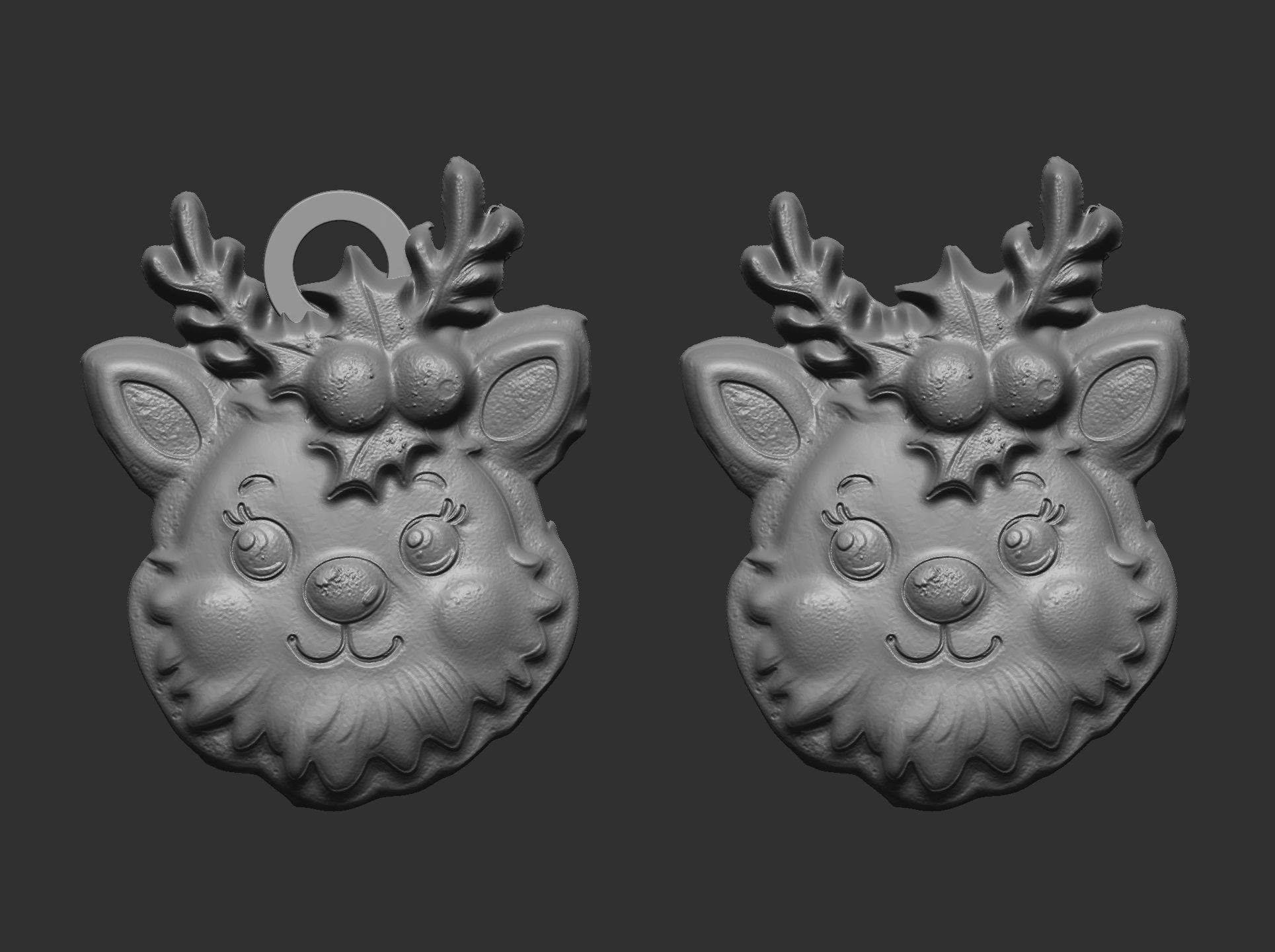 christmas tree deer head decor  3D print model_4