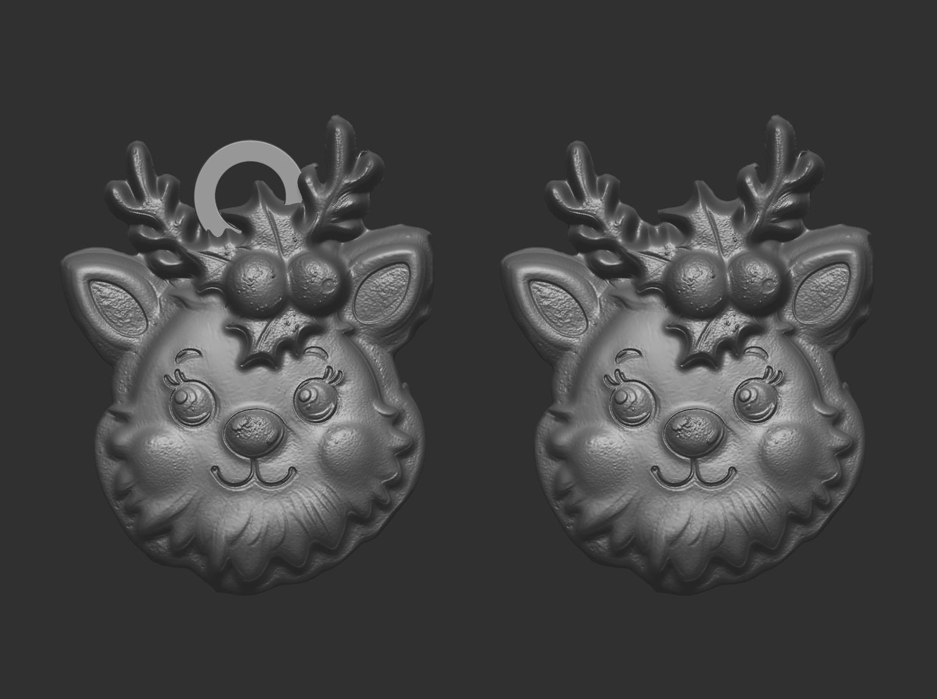 christmas tree deer head decor  3D print model_7