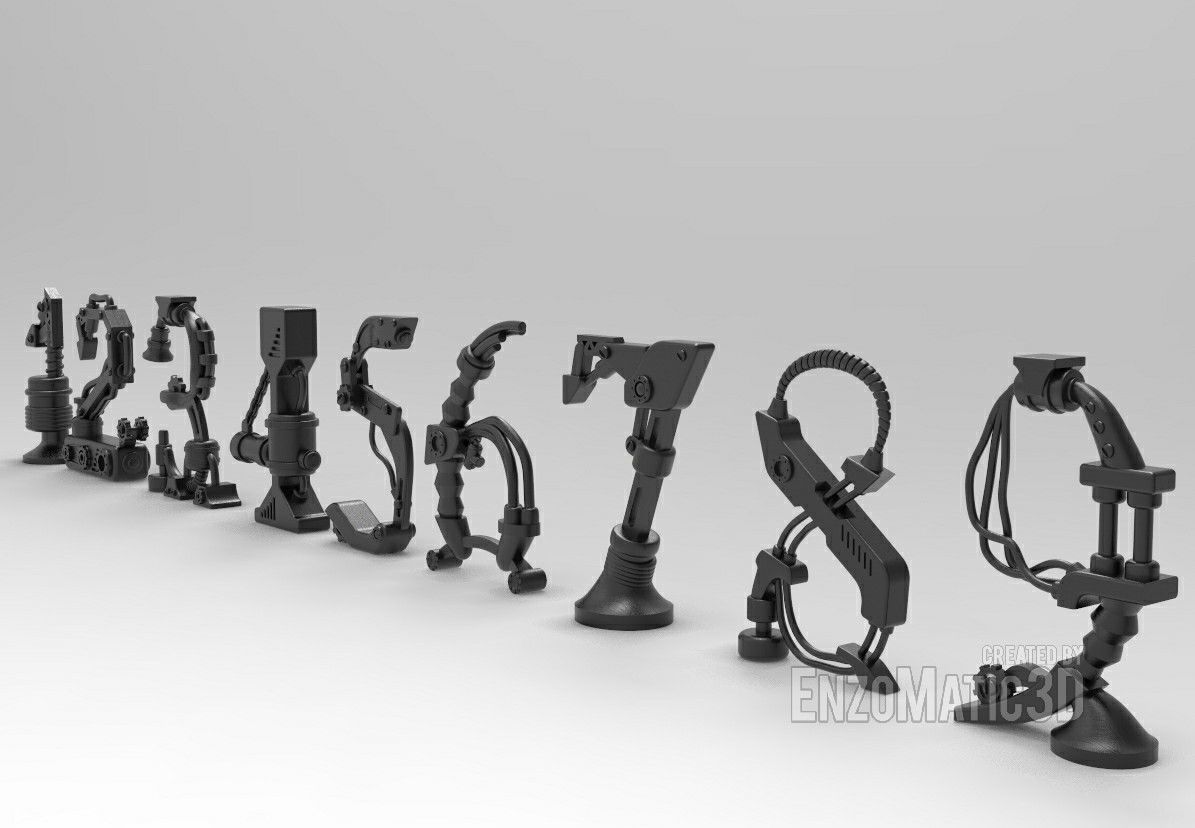Steampunk numbers 3D STL for 3D printing 3D print model_2