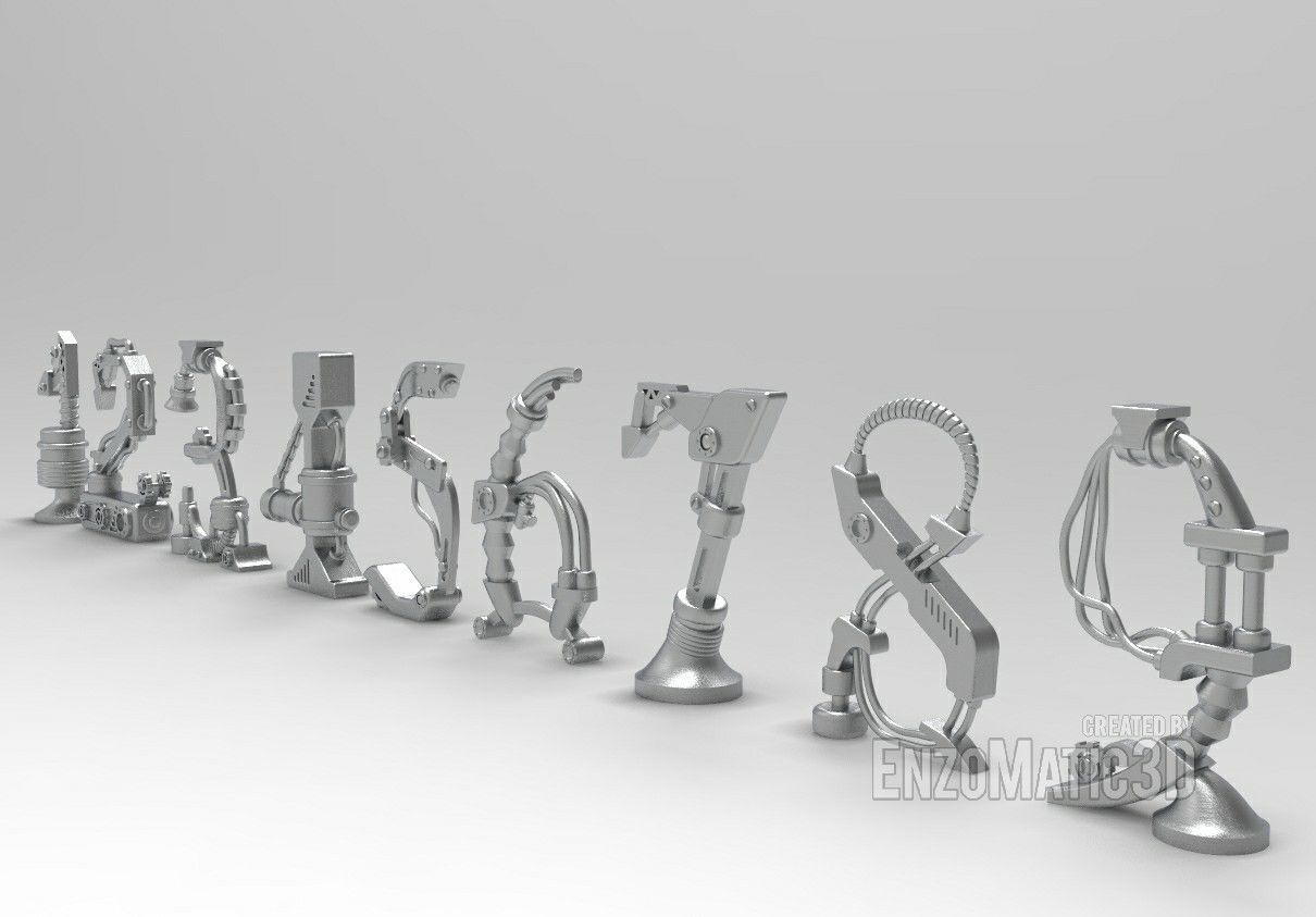 Steampunk numbers 3D STL for 3D printing 3D print model_3
