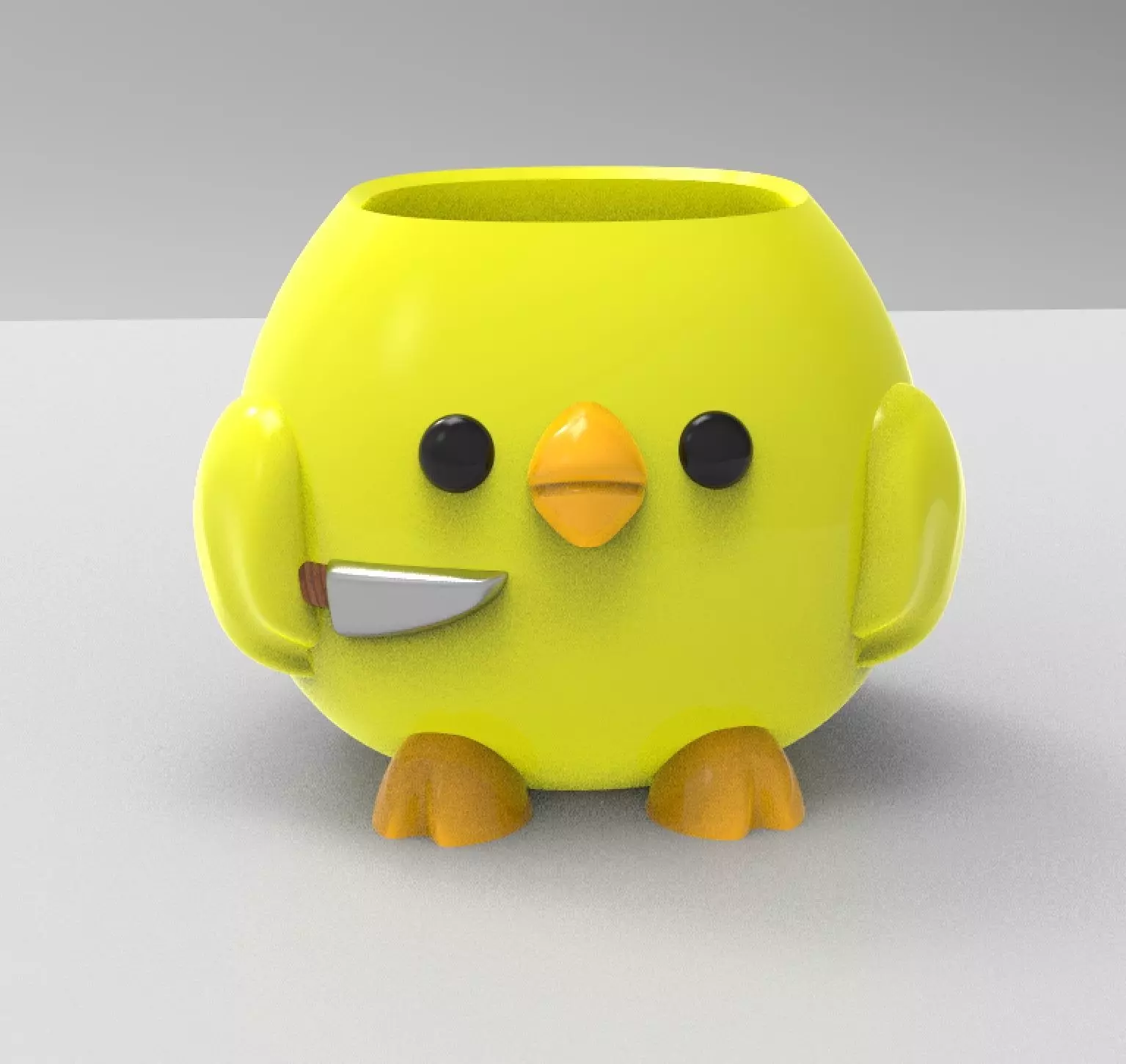 killer chick flower pot planter pencil holder 3D print model