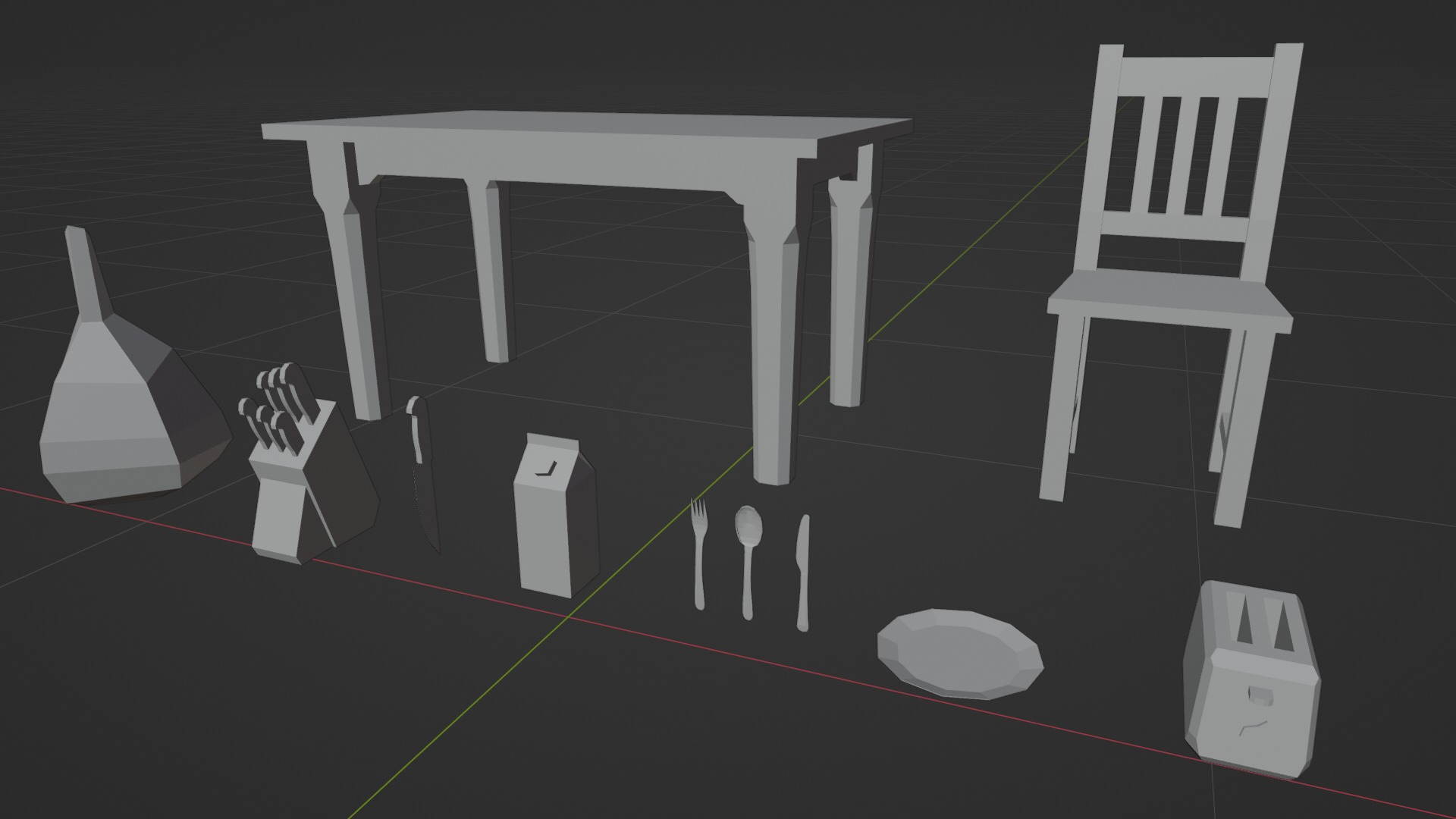 KITCHEN ASSETS 1 - LOW POLY - PS1 RETRO STYLE Low-poly 3D model_9