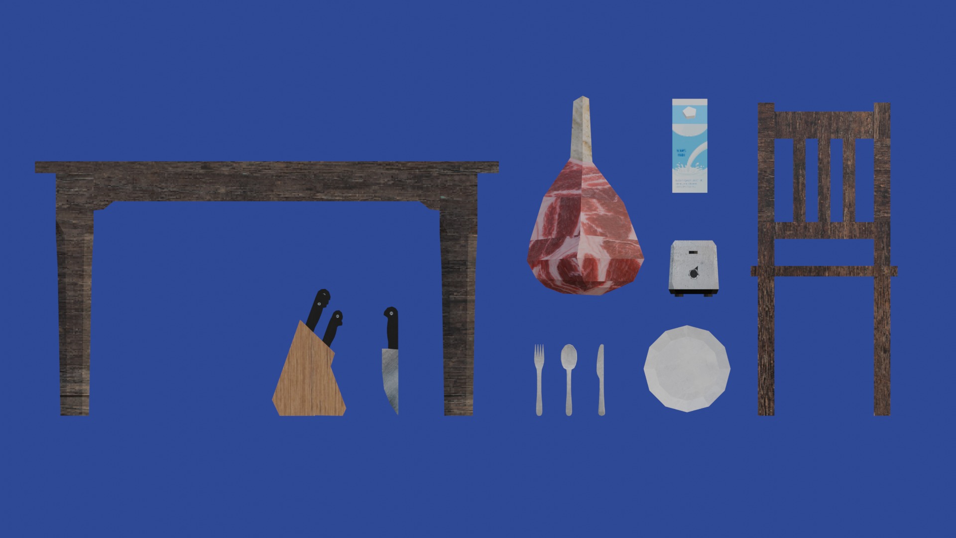 KITCHEN ASSETS 1 - LOW POLY - PS1 RETRO STYLE Low-poly 3D model_1