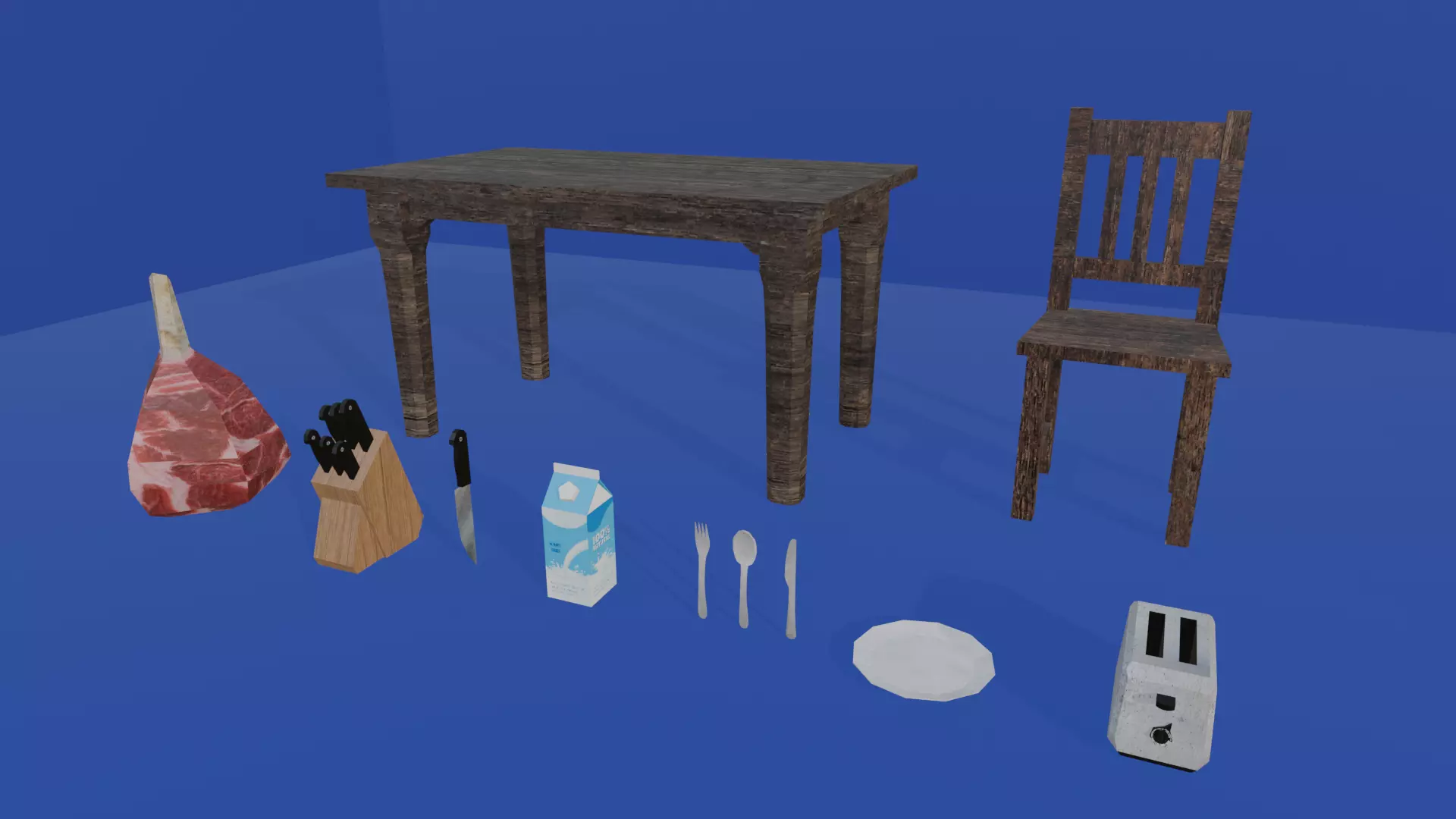 KITCHEN ASSETS 1 - LOW POLY - PS1 RETRO STYLE Low-poly 3D model_0