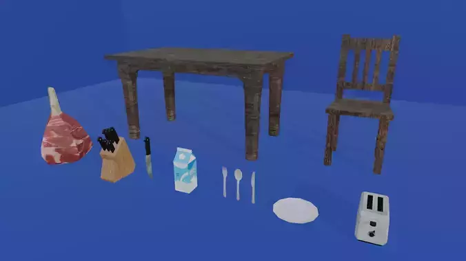 KITCHEN ASSETS 1 - LOW POLY - PS1 RETRO STYLE