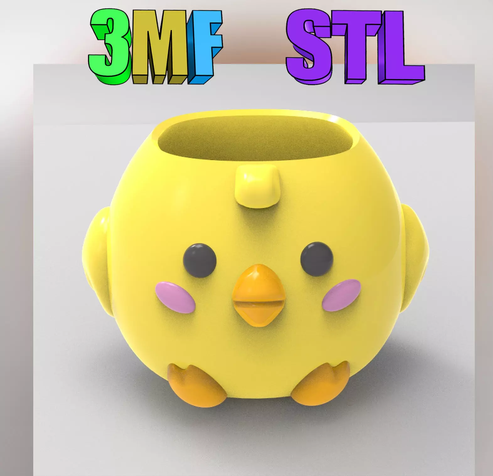 planter baby chick flower pot pencil holder STL 3MF 3D print model