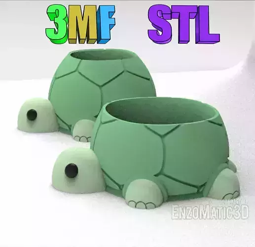  turtle flower pot planter pencil holder STL 3MF