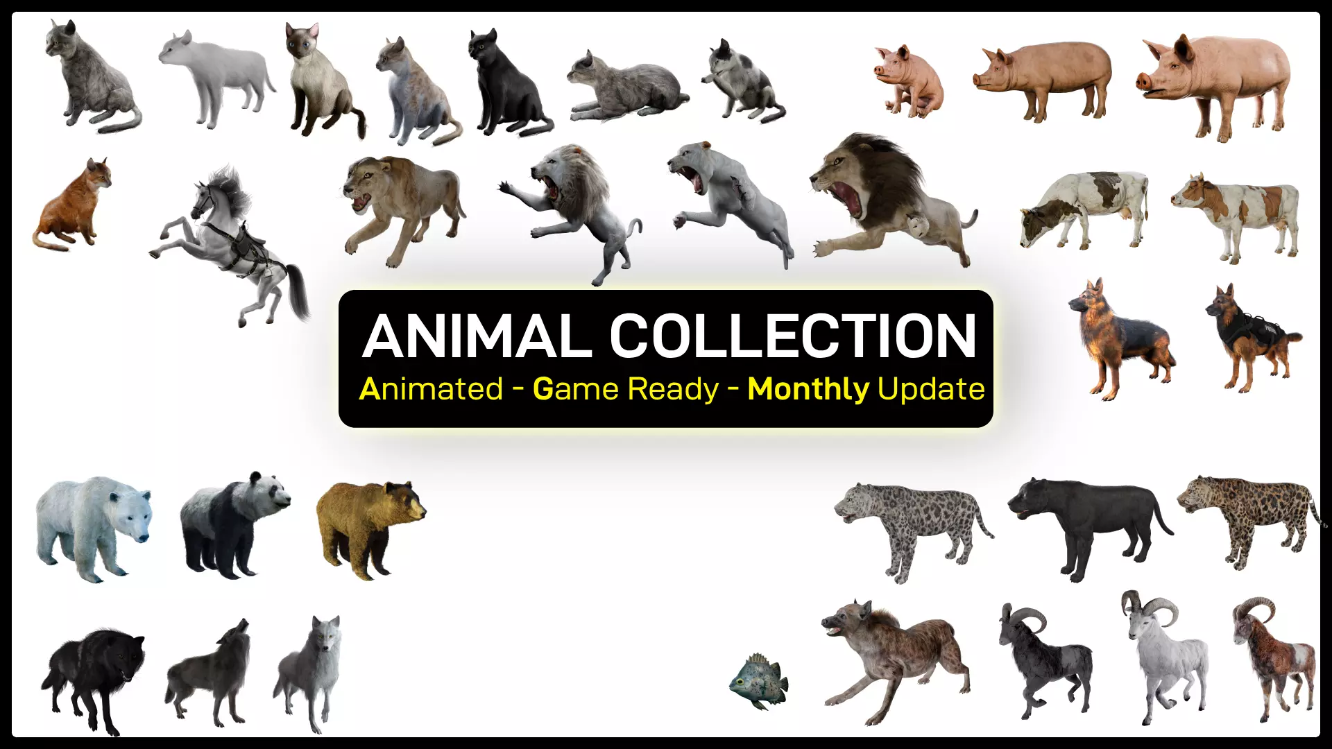 Animal Bundle Low-poly 3D model_0