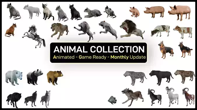 Animal Bundle Low-poly 3D model