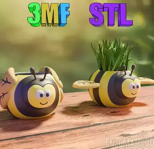 flower pot Bee pencil holder STL 3MF