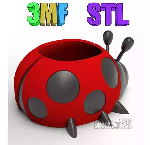  Flowerpot Ladybugs pencil holder STL 3MF