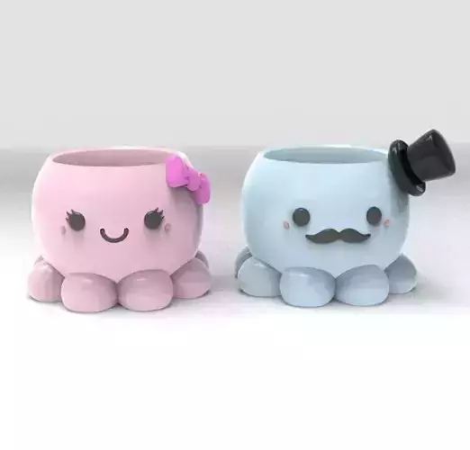  cute octopus husbands flowerpot pencil holder STL