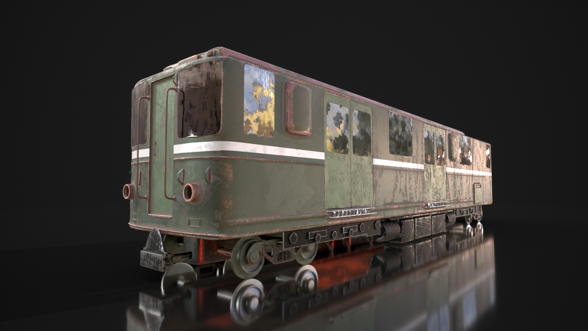 Realistic 3D Model of an Abandoned Train  Low-poly 3D model_18