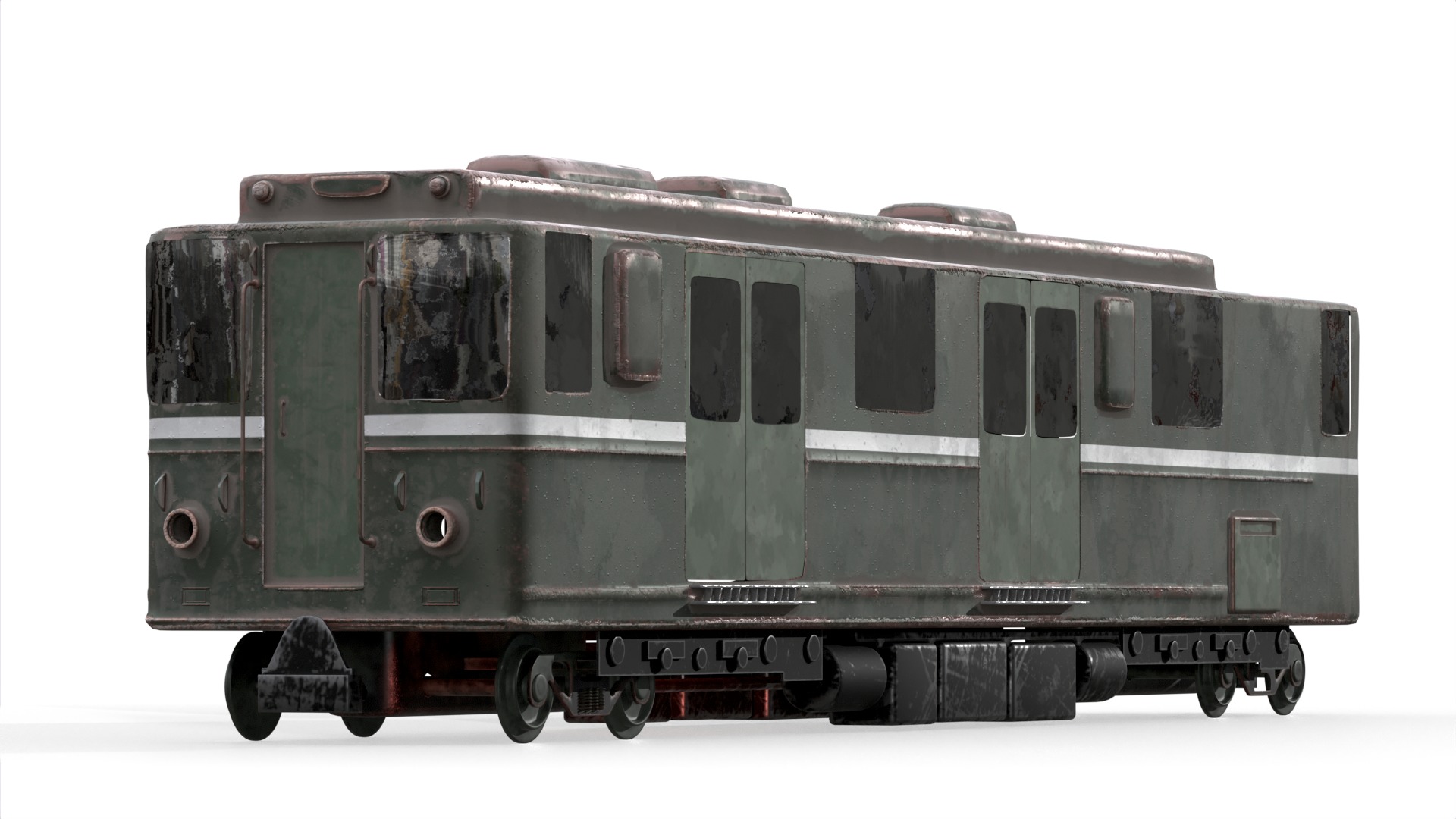 Realistic 3D Model of an Abandoned Train  Low-poly 3D model_11