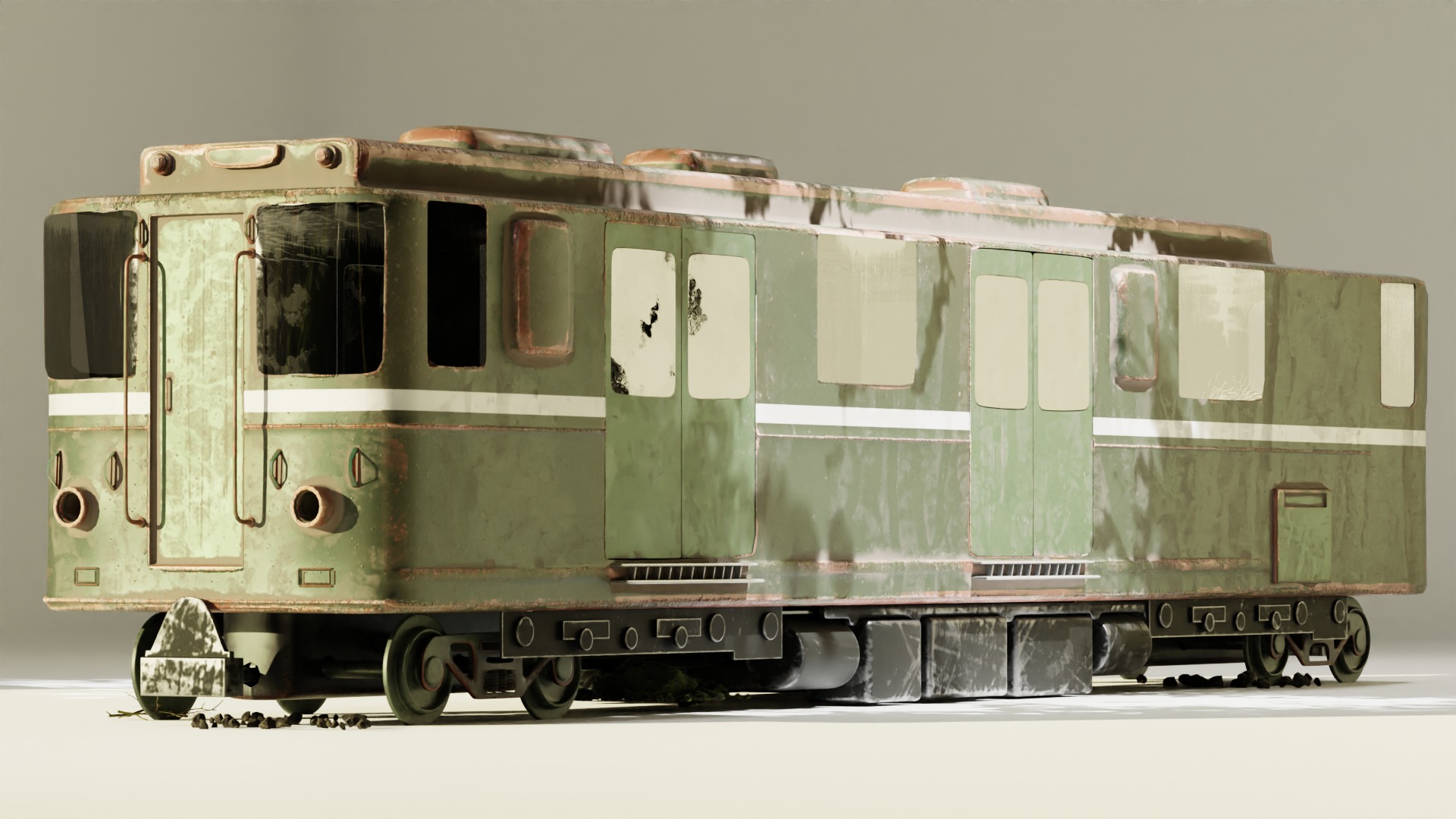 Realistic 3D Model of an Abandoned Train  Low-poly 3D model_1